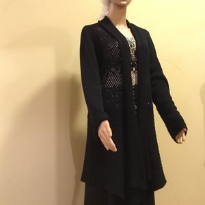 Coldwater Creek Black Open Knit Long Asymmetrical